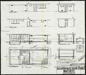 852271 Aanzichten, doorsneden, plattegronden en situatie van het accugebouw met kolenbergplaats van de N.S. bij de ...